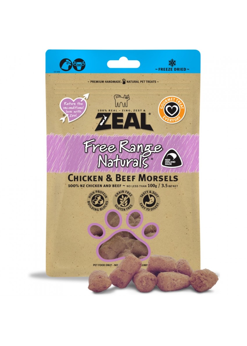Zeal - Freeze Dried Chicken & Beef 無榖物冷凍脫水雞+牛純肉 100g