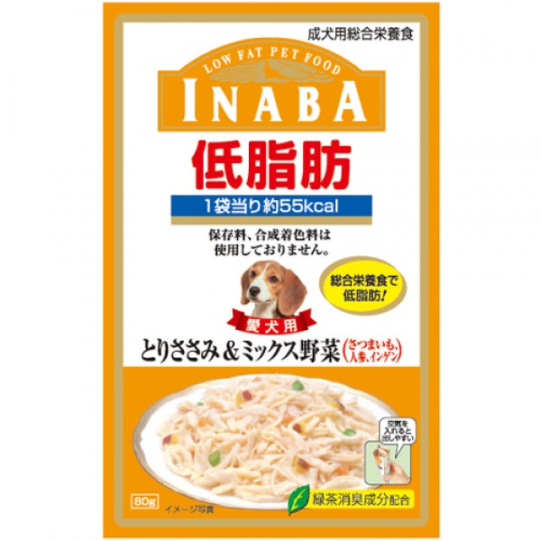 INABA - IRD-05 低脂肪軟包狗糧 ( 雞肉+雜菜 )80g