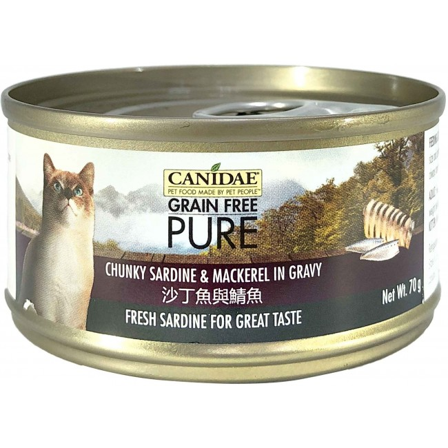 CANIDAE® PURE 沙丁鱼与鯖鱼貓罐头 (肉块) 70g