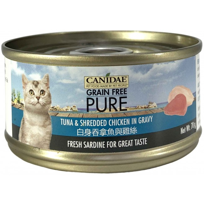 CANIDAE® PURE 白身吞拿鱼与鸡丝貓罐头 (肉丝) 70g