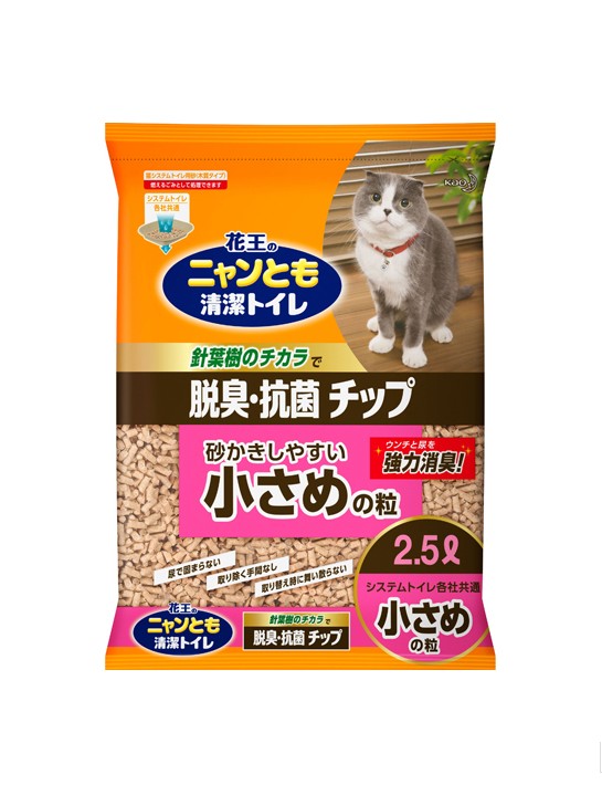 日本花王Kao 脫臭抗菌滲透式木貓砂 (小粒- 雙層貓砂盆專用) 2.5L