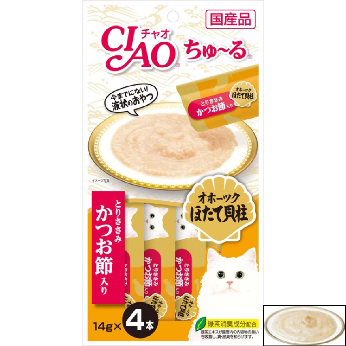 CIAO SC102 带子鸡肉鰹鱼除臭配方肉醬 14g X 4