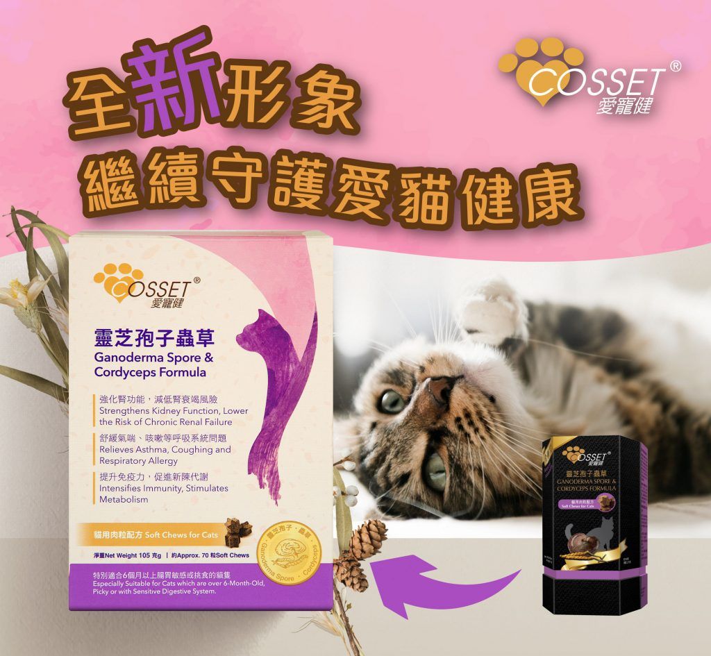 Cosset 愛寵健貓用系列  靈芝孢子蟲草貓用肉粒配方 70粒