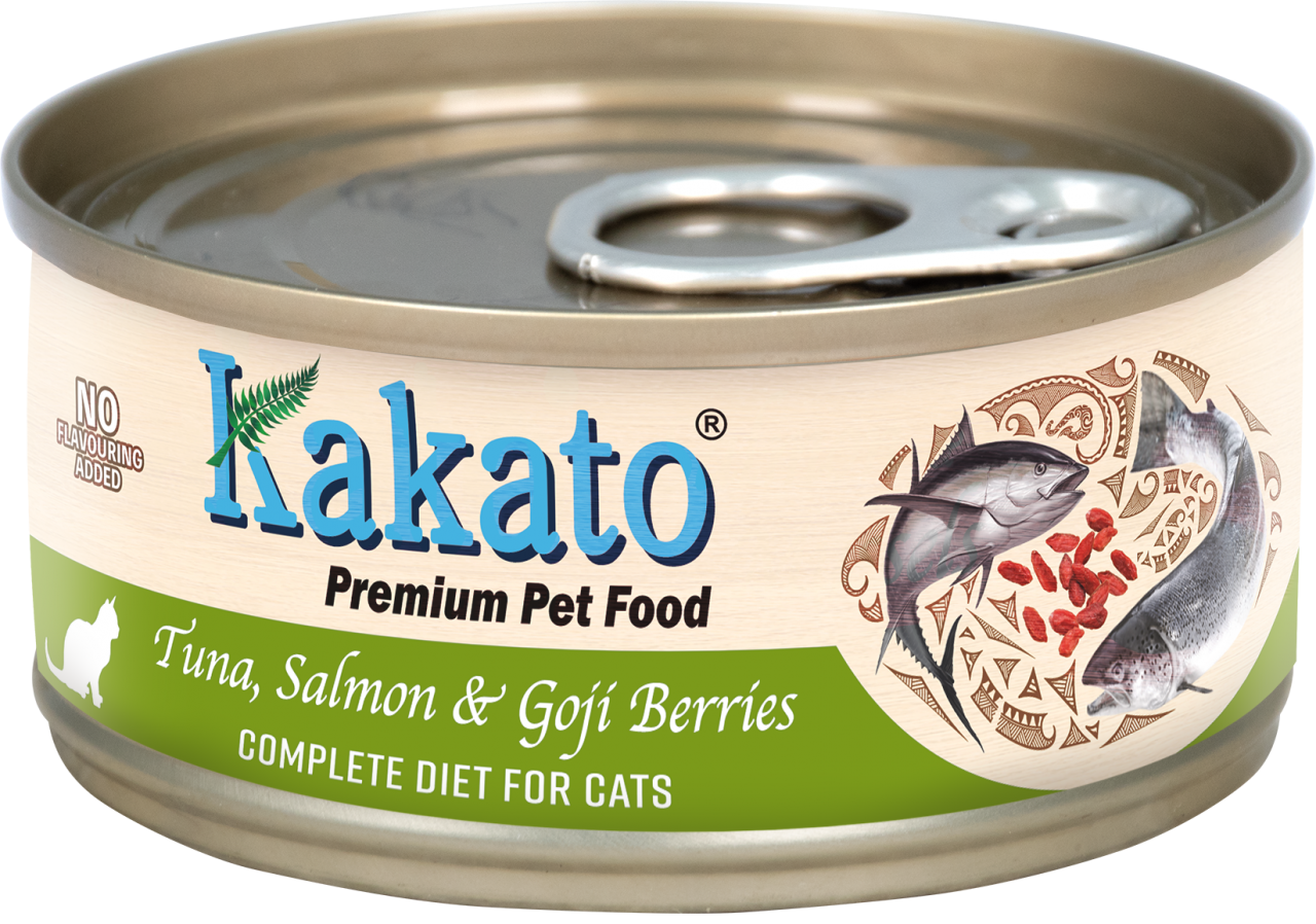 Kakato 767 吞拿魚、三文魚和杞子 *貓用主食罐* 70g (草綠)