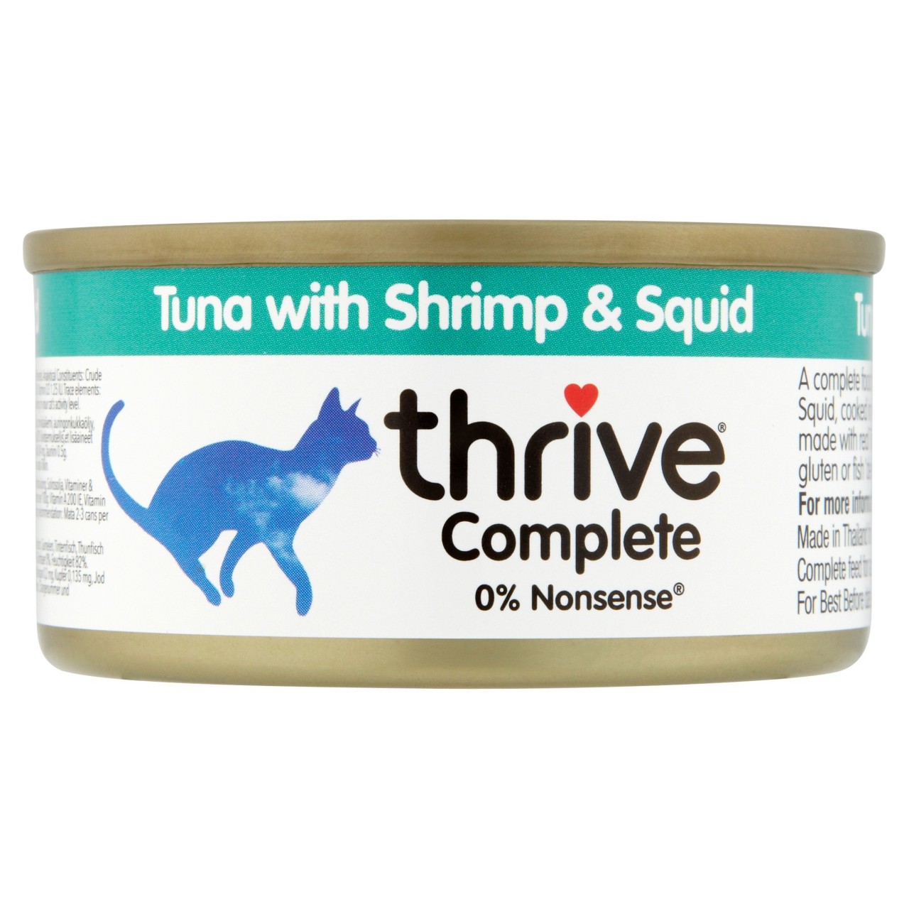THRIVE 整全膳食100% 吞拿魚+海蝦+墨魚貓罐頭 75G x 12