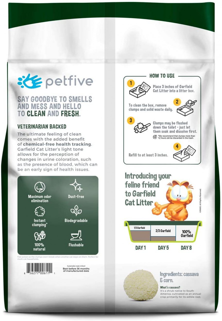Garfield Cat Litter(綠色)加菲貓凝結貓砂-幼顆粒可沖廁玉米+木薯 10Lb